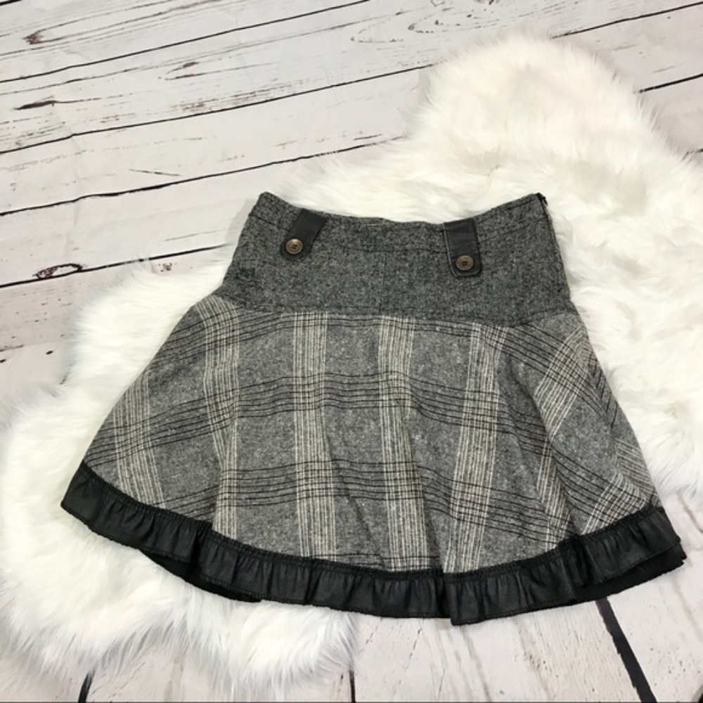 Vintage Venelli plaid/faux leather skirt sz 38